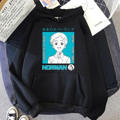 The Promised Neverland - Norman Hoodies 7 Color Sweatshirt Harajuku Japanese Anime Hoodies Streetwear Emma Ray Graphic Hooded