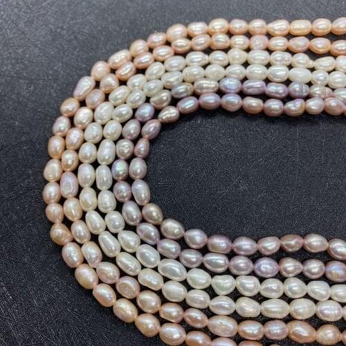 A Grade Fine Natural Freshwater Cultured Pearl 100% Pearl Rice Shape for Making DIY Ladies Necklace Bracelet Jewelry 15.5 Inches