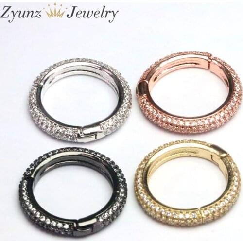 5PCS, Fully CZ Micro pave Spring Snap Hook Clasp, CZ Pave Carabiner Lock, Gold/Silver/Rose Gold/Gunmetal Carabiner
