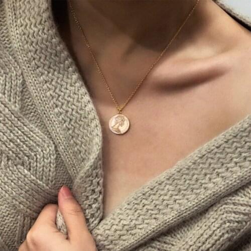 Womens Necklaces Pearl Round Coin Gold Necklaces Bohemia Fashion Long pendant Necklace 2021 Jewelry