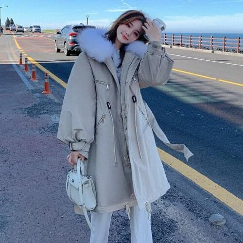 Winter Jacket Women Parkas Warm Thick Long Cotton Padded Coat Womens Jacket Fur Collar Oversize Outwear manteau femme L519