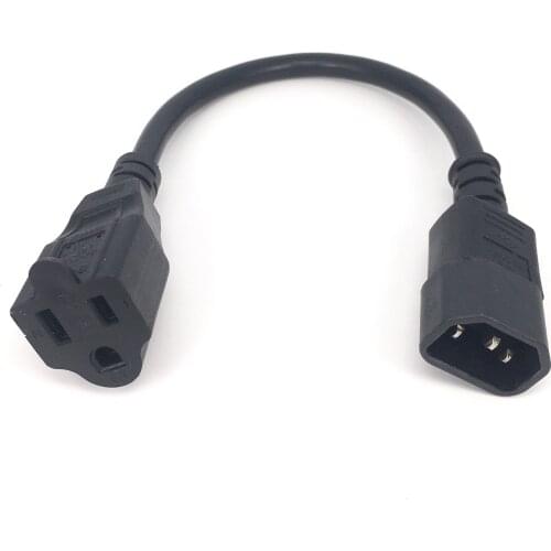 0.3m/0.6m IEC 320 C14 Male Plug to US Female Socket Power Adapter Cable, C14 to Nema 5-15R Power Extension Cord