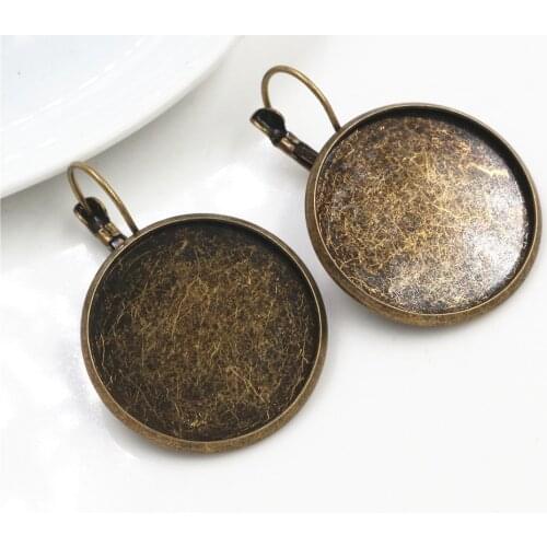 25mm 10pcs Antique Bronze French Lever Back Earrings Blank/Base,fit 25mm glass cabochons,buttons;earring bezels (L5-01)