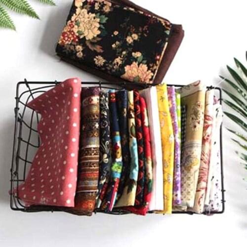 250g/lot Small Scrap Cloth Flowers Dots Stripe Print Hemp Cotton Linen Fabrics Patchwork Handmade DIY Bags Purse Dolls Materials
