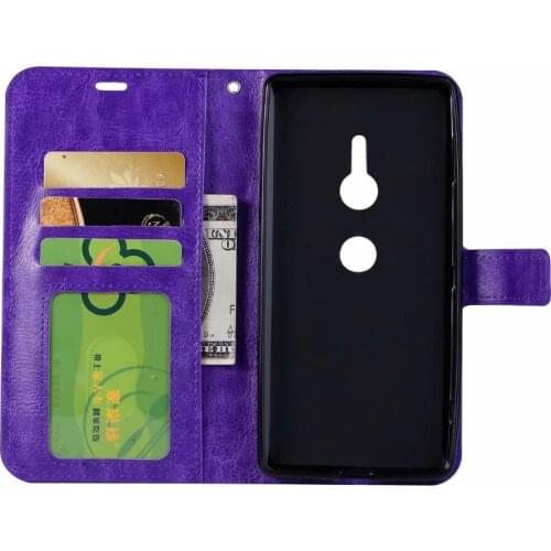 30pcs/lot Crazy Horse Stand Leather PU+TPU Cover Case For Sony Xperia XZ3 XZ4