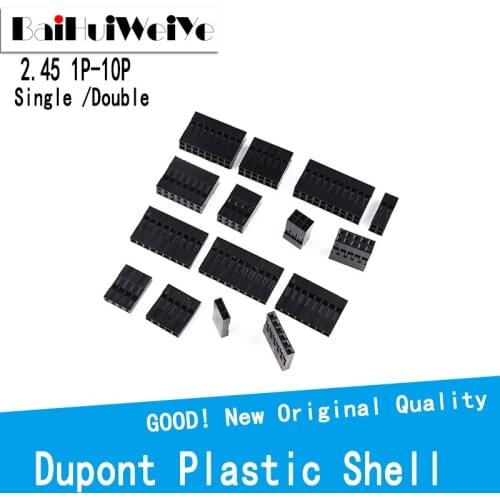 50PCS/LOT Dupont Plastic Shell 2.54mm Single /Double Row Dupont Connector Black 1PIN-10PIN 1P 2P 3P 4P 5P 6P 7P 8P 9P 10P