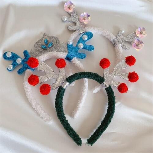 8pcs/Lot Kids Girls Christmas Fairy Tale Flower Hairbands Sweet Flower Cute Antler Hair Hoop Crown Festival Party Props Headdres