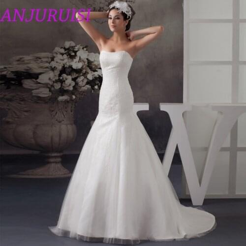 ANJURUISI 2020 Elegant Tulle Beaded Mermaid Wedding Dresses Sweetheart Lace Up Bridal Gowns vestidos de noiva robe de mariage