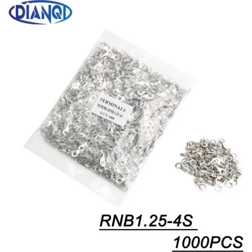 RNB1.25-4S Small Circular Naked Terminal(Type TO) Cold pressed terminals/Cable Connector/Wire Connector 1000PCS/Pack