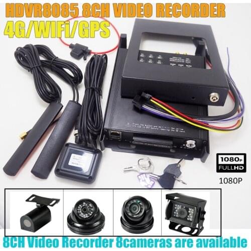 HDVR8085 DVR system kit wifi 4G GPS Car video recording DVR kit with 8pcs Night Vision 1080P Camera for but Vehicle rental