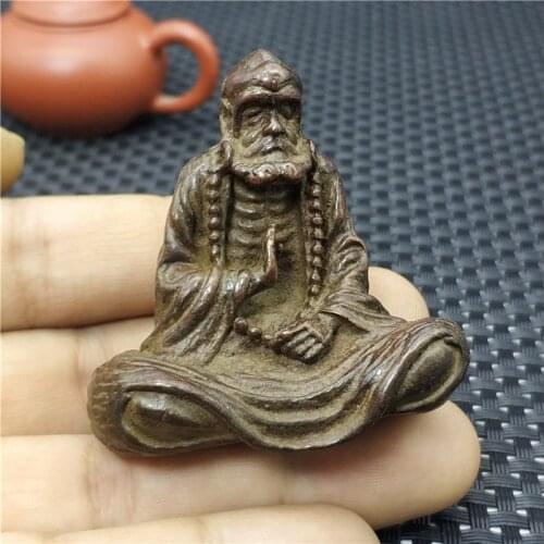 Chinese Bronze Buddhism Buddha Statue Brass Arhat Damo Bodhidharma Dharma Disaster Avoidance Wealth Feng Shui Gift