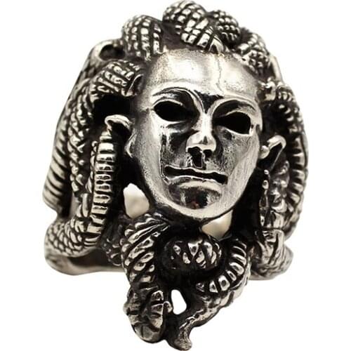 Vintage 925 Sterling Silver Medusa Ring for Men