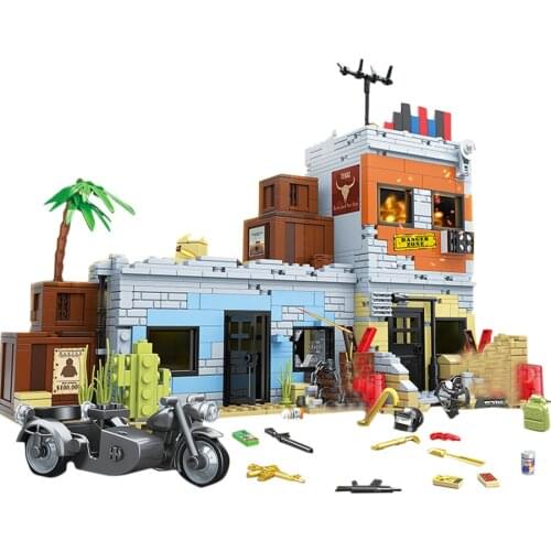 912Pcs Eat Chicken Battlefield Game Building Villa Bricks Small Particle DIY Building Block Kit For Children Education Toys Gift
