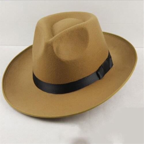 Sun Visor Men Women Hard Felt Wide Brim Fedora Panama Hat Autumn Vintage Cap