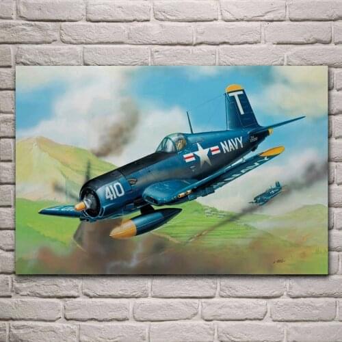 Cool ww2 aircraft F4U 5 deck fighter artwork living room home wall art decor print wood frame fabric posters KC186