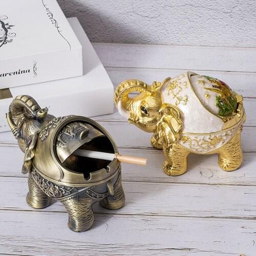 Retro metal elephant ashtray personality creative trend decoration home living room ashtray office decoration