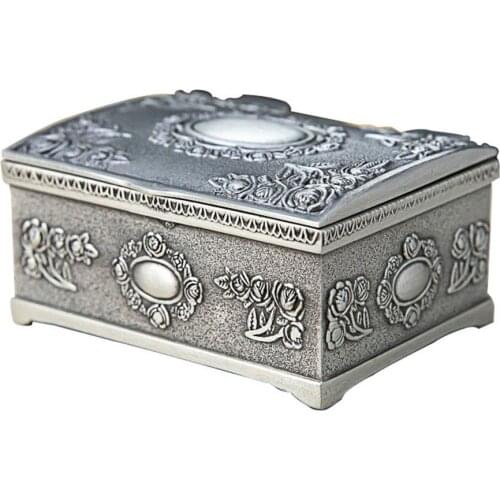 Metal Jewelry Box Small Trinket Vintage Jewelry Storage Box for Rings Earrings Necklace Treasure Chest Organizer #EW