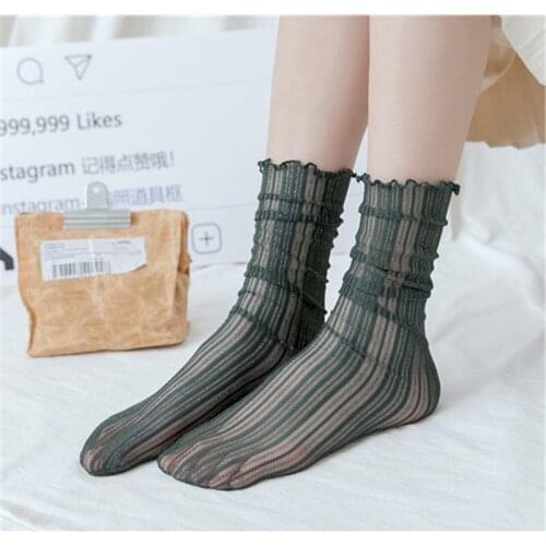 New Product Women Pile Stockings Fungus Lace Silver Silk Womens Socks Hollow and Elastic Mesh Gauze Socks Thin Stockings Women