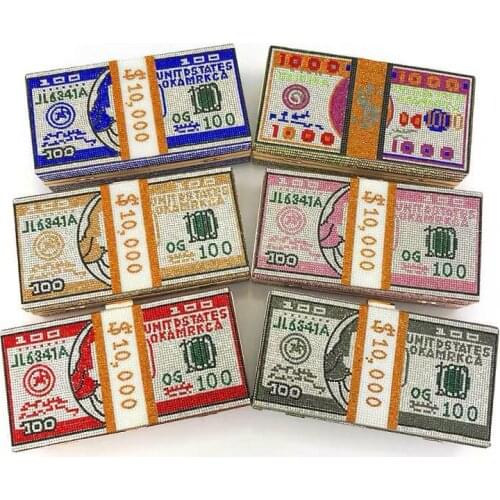 New Crystal Money USD Bags Dollar Design Luxury Diamond Evening Bags Party Purse Clutch Bags Wedding Dinner Purses and Handbags