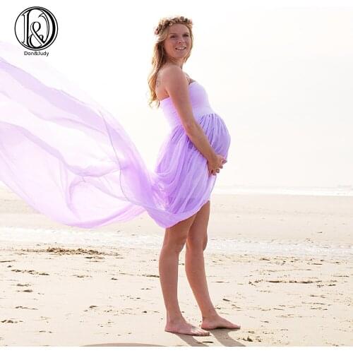 Don&Judy Maternity Dresses For Photo Shoot Chiffon Pregnancy Dress Photography Props Maxi Gown Dresses For Pregnant Women