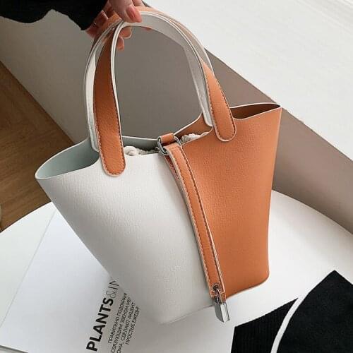 Simple Large Capacity Summer 2021 Fashion Womens Bag Contrast Color Handbag Bucket Bag hand tote