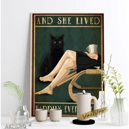 Lived Happily Ever After Poster Positive Energy Quotations Canvas Painting Encourage Slogan Wall Stickers Office Cafe Home Decor