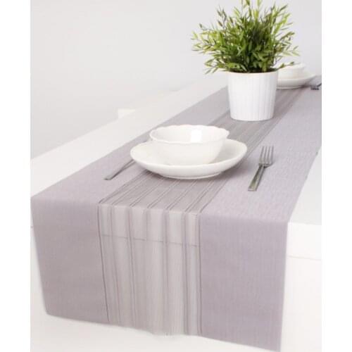Gray Runner Tablecloth 40X140 Tulle Lace Fabric High Quality Polyester Fabric Rectangular Wedding Decoration