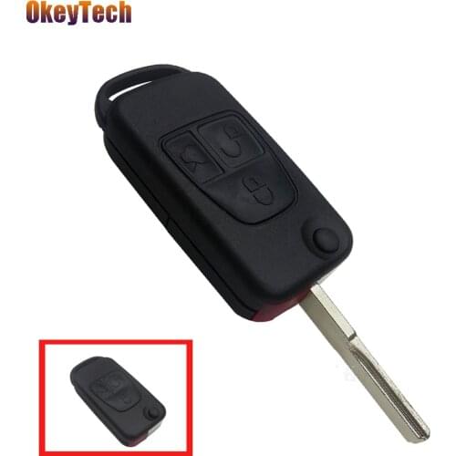 OkeyTech Switchblade Flip Folding Remote Key Shell 2 Track Blade for MERCEDES BENZ ML SL S C 3 Button Replace Car Fob Cover Case