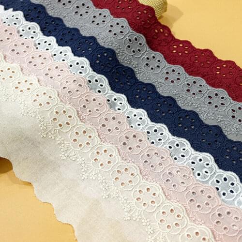 3Yards 7.5cm wide New autumn winter color pure cotton cloth embroidery lace womens skirt dress decoration fabric AC001
