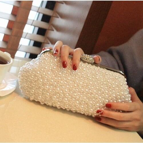 Women Evening Bags 2021 New Pearl Bag Hand Bag Hand Bag Womens Bag Banquet Bag Pearl Chain Bag Clutch Bag Bolso Mujer
