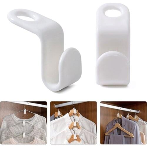 10/20Pcs Connect Hanger Hook Folding Storage Clothes Rack Wardrobe Hanging Hanger Space Saving Connectors Rails Storage