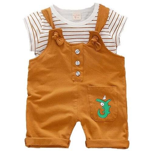 Summer Stripe Baby Boys Girls Clothes Children Cotton T Shirts Cartoon Shorts 2Pcs/sets Outfit Kids Fashion Toddler Tracksuits