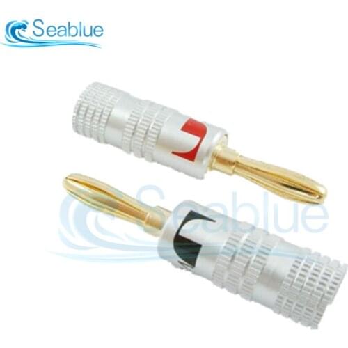 2Pcs/lot 4mm Audio Banana Plug Connectors Adapter Wire Connector Banana Plug Gold Plated For Accepts 8AWG to 20AWG Speaker Wire