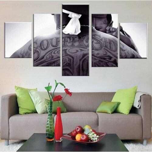 5 Pcs Home Decor 50 CENT Gangsta Pap Papper Poster Canvas Painting Wall Art Living Room Hip Hop Father And Son Tattoo Picture