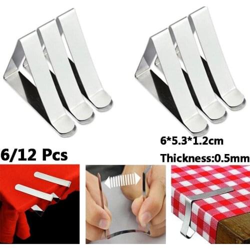 6 Pack New Map Kitchen Table Tablecloth Clips Cloth Cover Tools Table Holder Stainless Steel Clamps
