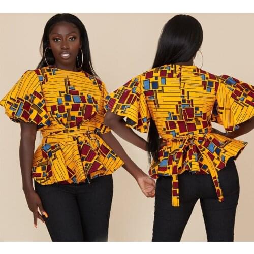 African Ankara Kaftan Turkey Dubai Women Tops Fashion Bohemian Print Shirt Arab Bazin Clothing Costume Retro Elegant Lady Blouse