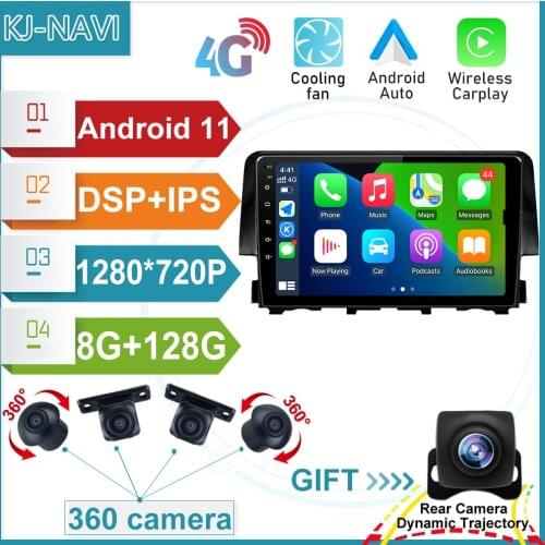 10” Android 11 For Honda Civic 2016 2017 2018 2019 NO DVD 2 Din Car Player Radio Multimedia Video GPS Navigation 4G LTE