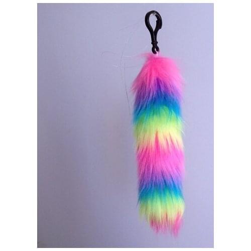 Free shipping part decoration rainbow tail keychain