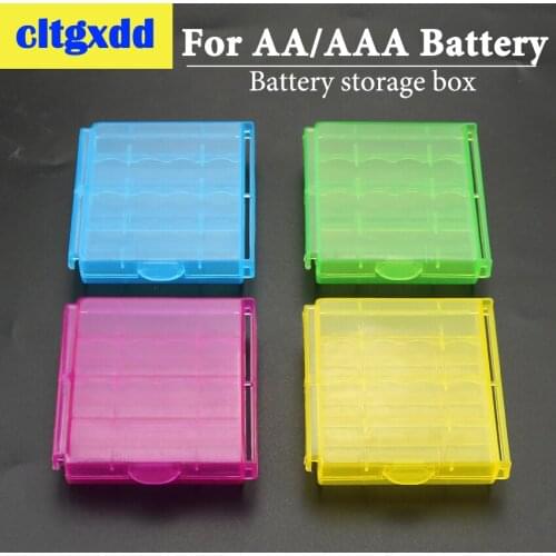 15pcs/lot Colorful Battery Holder Case 4 AA AAA Battery container box Hard Plastic Storage Box Cover For 14500 10440 Battery