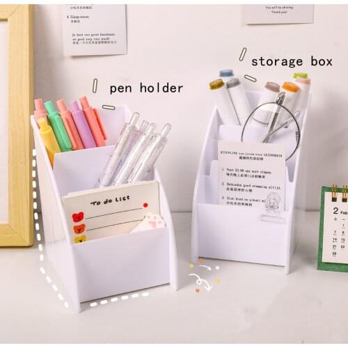 Pen Holder Pencil Organizer Solid Color Desktop Cosmetic Brushes Sundries Storage Box School Stationery
