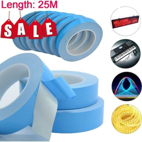 1 Roll 3/5/8/10/12/15/18/20mm Width Double Sided Tape Chip Heat Thermal Conductive Adhesive Tape For PCB CPU Heat Sink Radiating