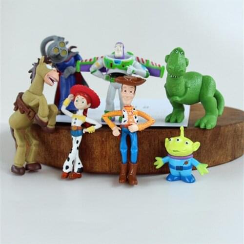 Disney 7PCS 8-11cm Toy Story Action Figure Toys Woody Jessie Buzz Lightyear Forky Bear Figura Model Doll Figurine Kids Gifts