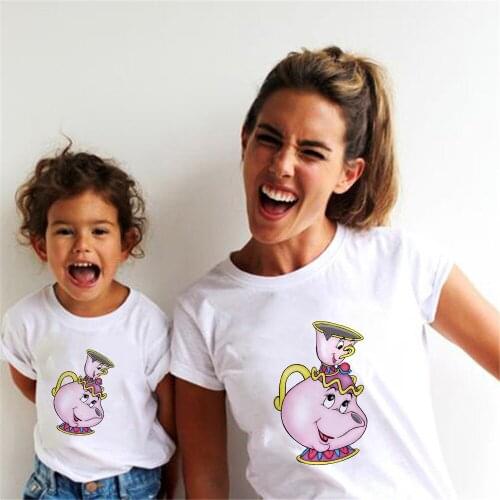 Family Matching Clothes Mrs Potts And Her Son Printed T Shirt Women Daughter Summer Children Tshirts Tees Comfortable Tops