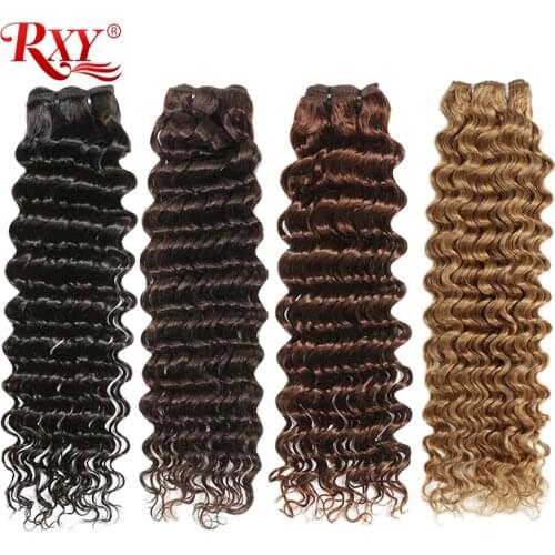 Deep Wave Bundles RXY Brazilian Hair Sale Remy Human Hair Weave Bundles #1B/#2/#4/#27 Bundles Colored Bundles Fast Shipping