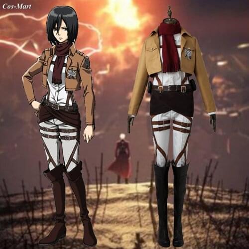 Hot Anime Attack On Titan Mikasa Ackerman Cosplay Costume Combat Uniform Activity Party Role Play Clothing Custom-Make Any Size