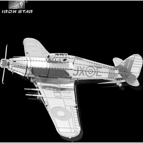 Iron Star D11115 3D Metal Jigsaw Puzzle Model Kit Hawker Hurricane Assembly Model Building Kits For Adults DIY 10.2x2.8x8.7CM