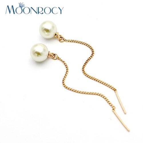 MOONROCY Free Shipping Fashion Jewelry Austrian Crystal Earrings Imitation pearl Rose Gold Color for women Gift
