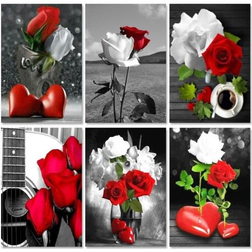 SDOYUNO Paint By Numbers Kits On Canvas Flowers DIY Frame 60x75cm Oil Painting By Numbers Handpaint Rose Wall Art Home Decor