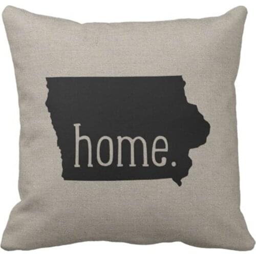 Emvency Throw Pillow Cover Iowa Home State Decorative Pillow Case Love Home Decor Square 18 x 18 Inch Cushion Pillowcase