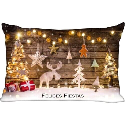 Santa Claus Pillowcase 45x35cm(One Side) Christmas Decorative Rectangle Zipper 3D Print Pillowcase Satin Fabric Pillow Cover